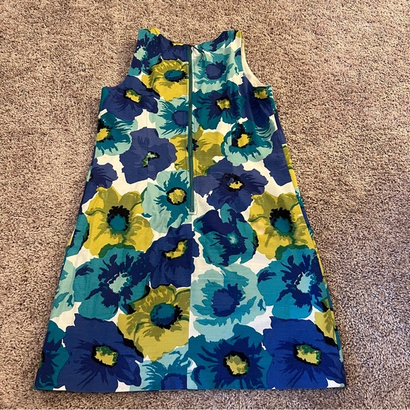 {Loft} Blue and Green Floral Sleeveless Shift Dress - Picture 8 of 10